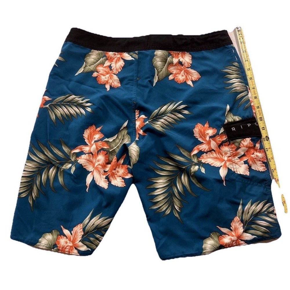 Rip curl Hawaiian Board Shorts Mens‎ Size 32 Blue Tropical Beach Swim Trunks - Picture 2 of 15